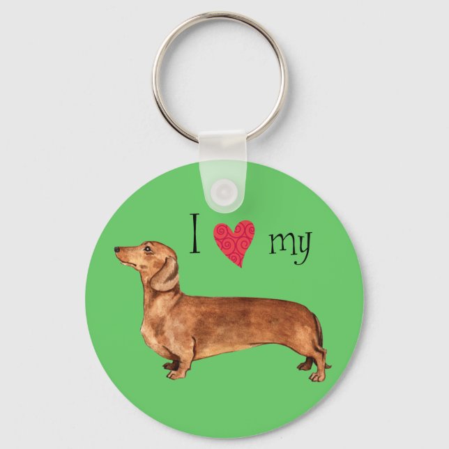 I Love my Dachshund Key Ring (Front)