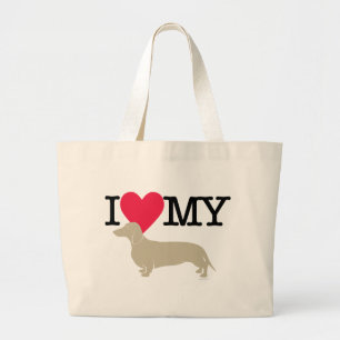 I Love My Dachshund ! Large Tote Bag