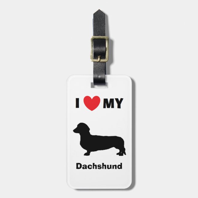 "I Love My Dachshund" Luggage Tag (Front Vertical)