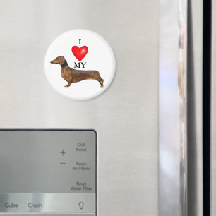 I Love My Dachshund Red Heart Magnet