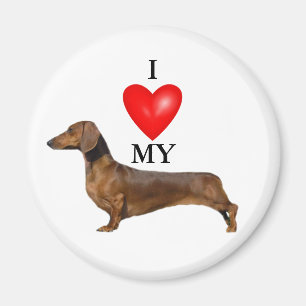 I Love My Dachshund Red Heart Magnet