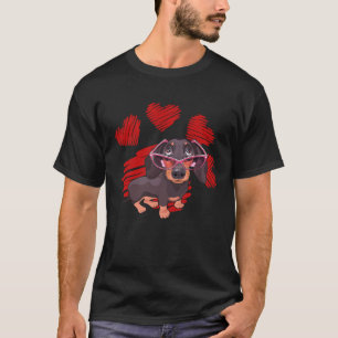 I Love My Dachshund Wiener Dog Paw With Heart Vale T-Shirt