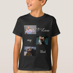 I Love My Dad Custom 3 Photo Collage  T-Shirt