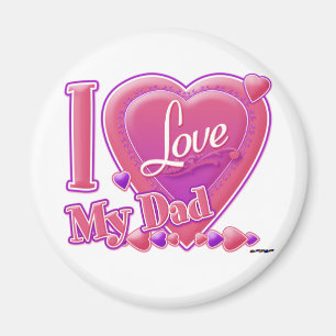 I Love My Dad pink/purple - heart Magnet