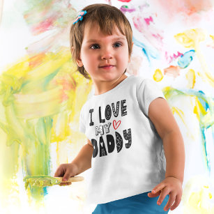 I Love My Daddy Heart Black Typography Baby T-Shirt