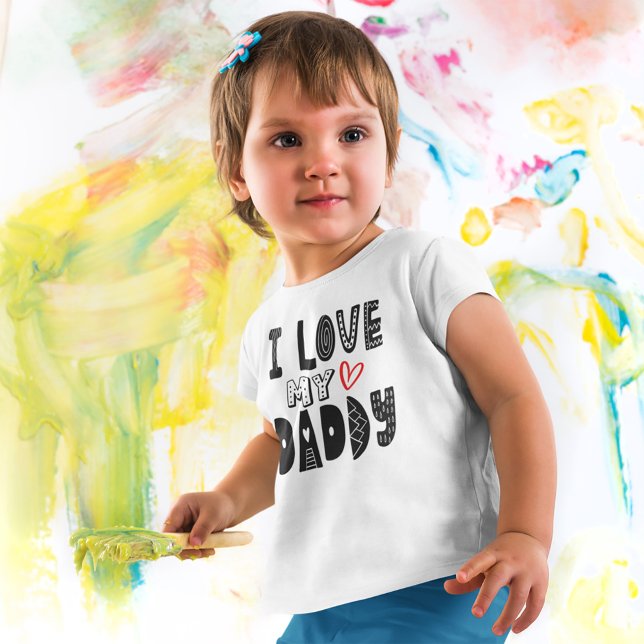 I Love My Daddy Heart Black Typography Baby T-Shirt (Creator Uploaded)
