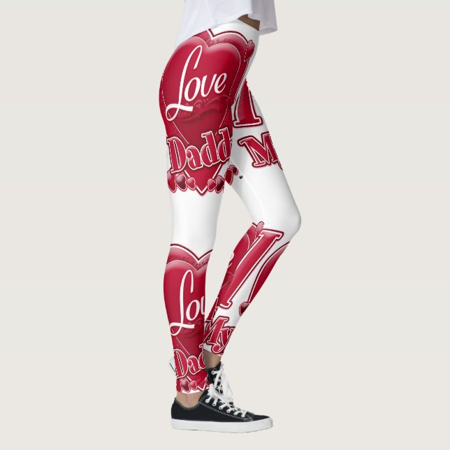 I Love My Daddy Red Hearts Leggings (Right)