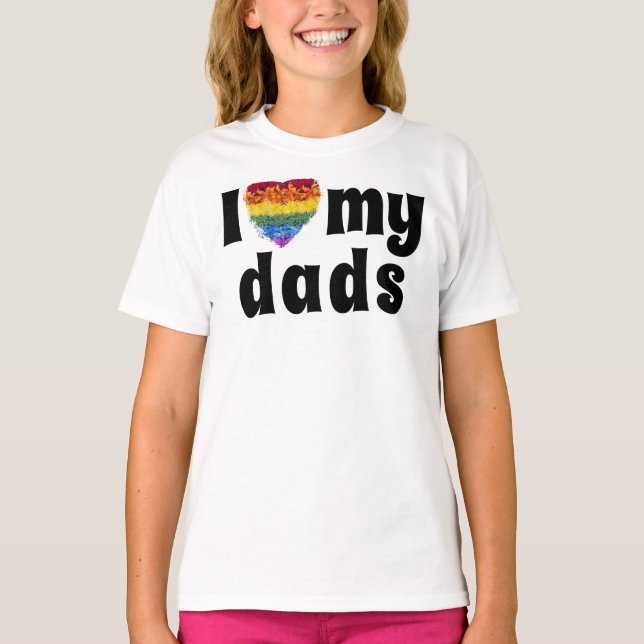 I Love my dads-heart shape Pride flowers  T-Shirt (Front)