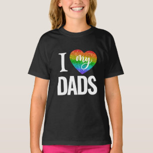I Love My Dads Rainbow Heart Pride Fathers Day T-Shirt
