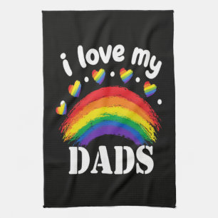 I Love My Dads Rainbow Pride Tea Towel