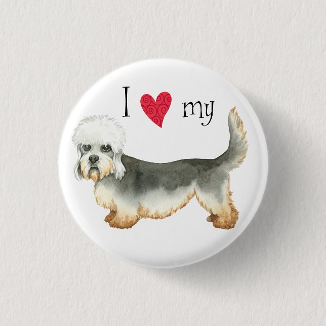 I Love my Dandie Dinmont Terrier 3 Cm Round Badge (Front)