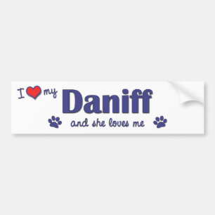I Love My Daniff (Female Dog) Bumper Sticker