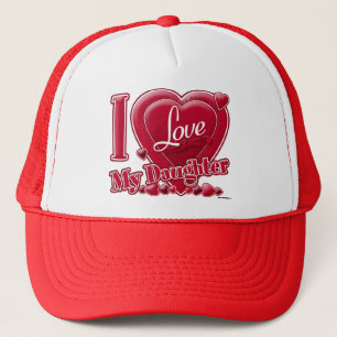 I Love My Daughter red - heart Trucker Hat