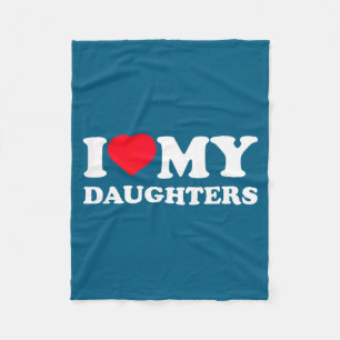 I love my daughters heart family funny Artwork Fleece Blanket