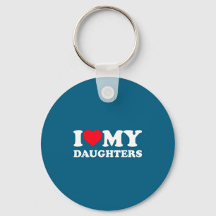 I love my daughters heart family funny Graphic Art Key Ring