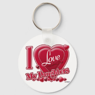 I Love My Daughters red - heart Key Ring