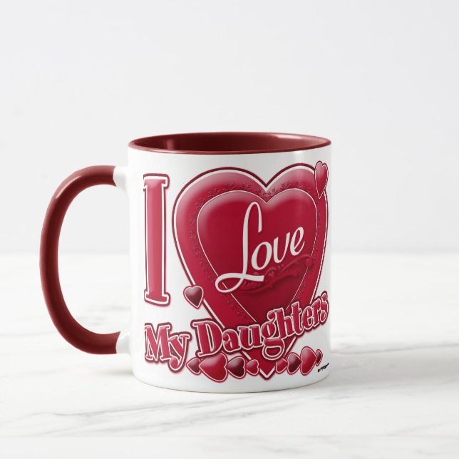 I Love My Daughters red - heart Mug (Left)