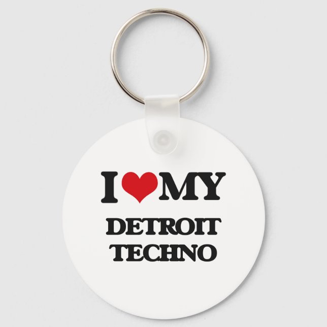 I Love My DETROIT TECHNO Key Ring (Front)