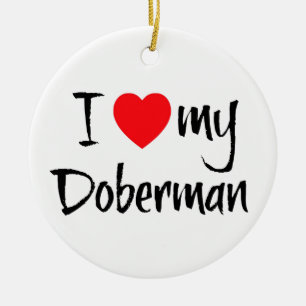 I Love My Doberman Ceramic Tree Decoration