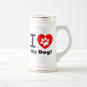 I Love My Dog Beer Stein