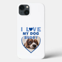 I love my Dog Blue Heart Pet Name Photo