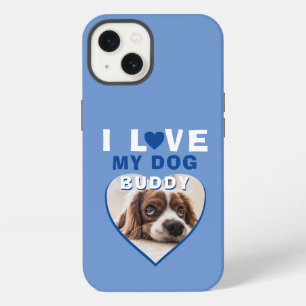 I love my Dog Blue Heart Pet Name Photo iPhone 13 Case