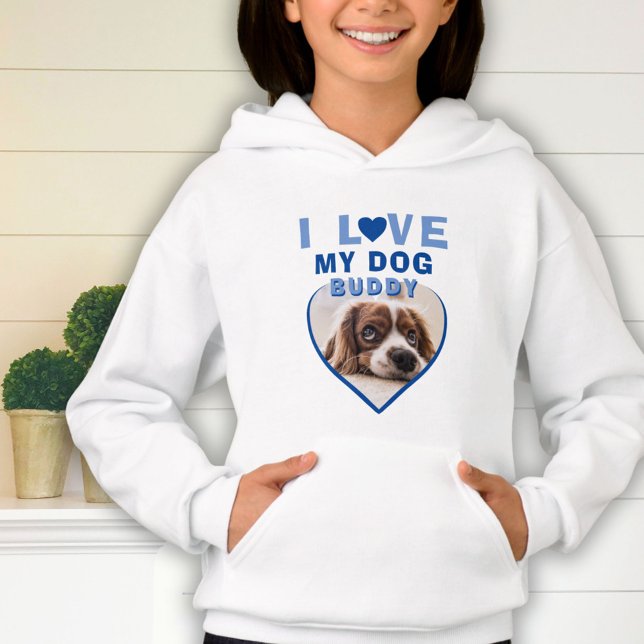 I love my Dog Blue Heart Photo Pet Name  (Creator Uploaded)