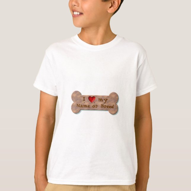 I Love my Dog Breed Biscuit template T-Shirt (Front)