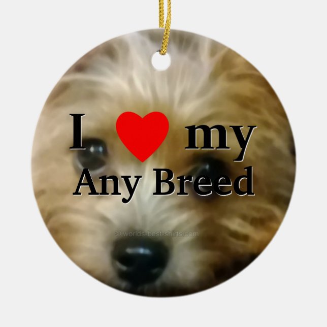 I love my dog breed ceramic tree decoration (Front)