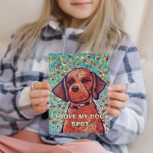 I Love My Dog Custom Colouring Postcard
