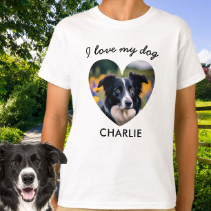 'I Love My Dog’ Custom Pet Photo in Heart and Name T-Shirt