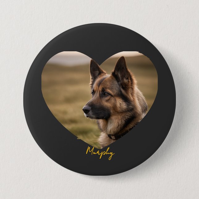 I love my dog customized image and name 7.5 cm round badge (Front)