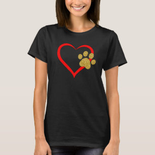 I Love My Dog  Cute Puppy Cat Paw Print Heart T-Shirt