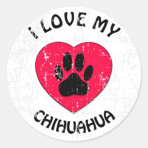 I love My Dog Distressed Version Classic Round Sticker