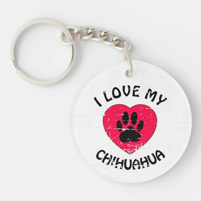 I love My Dog Distressed Version Key Ring (Front)