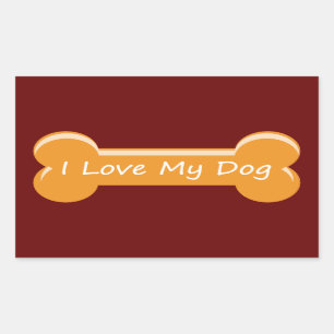 I Love My Dog   Dog Bone Rectangular Sticker
