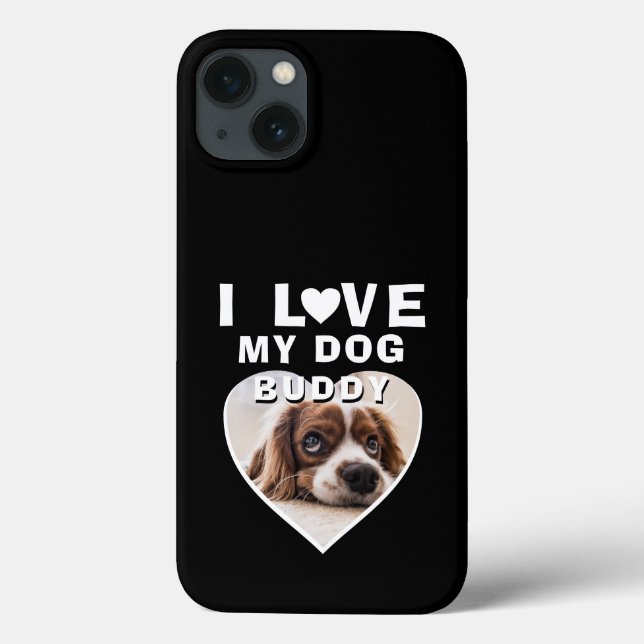 I love my Dog Heart Pet Name Photo Black  Case-Mate iPhone Case (Back)