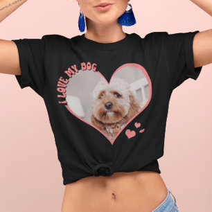I Love My Dog Heart Photo Black T-Shirt