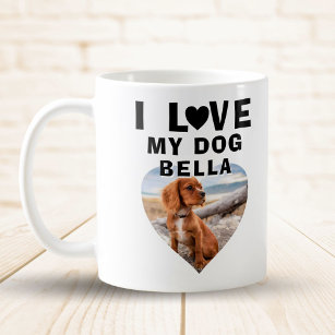 I love my Dog Heart Photo Dog Name Coffee Mug