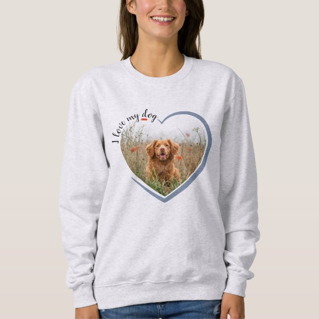 I Love My Dog Heart Photo Long Sleeved Sweatshirt (Front)