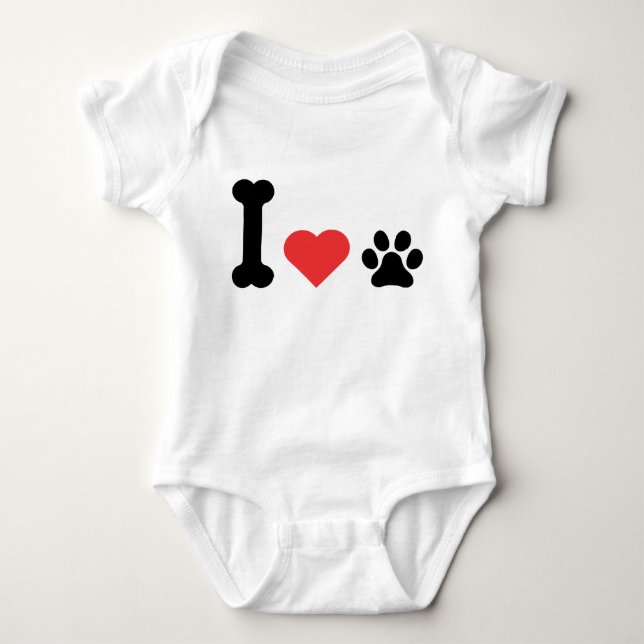 I Love My Dog Lover Baby Bodysuit Pet Parent Gift (Front)