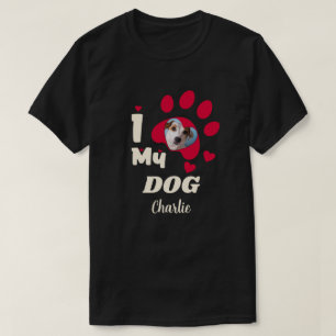 I Love My Dog Paw Personalized Photo T-Shirt