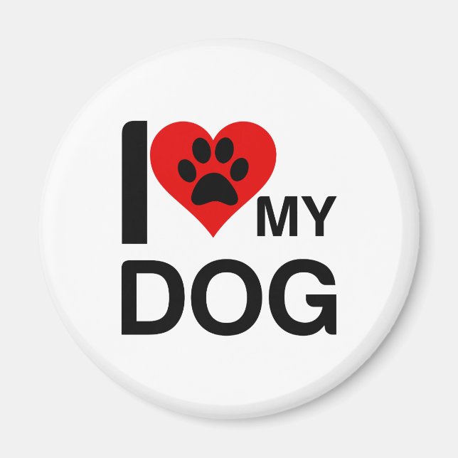I LOVE MY DOG PAW PRINT MAGNET (Front)