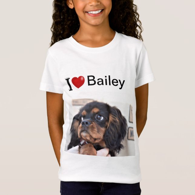 I Love My Dog personalised photo  T-Shirt (Front)