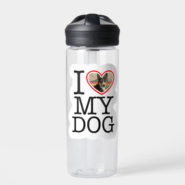 I Love My Dog Personalised Water Bottle (Front)
