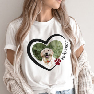 I Love My Dog Pet Parent Heart Photo  T-Shirt