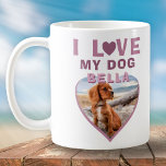 I love my Dog Pink Heart Photo Dog Name Coffee Mug<br><div class="desc">I love my Dog Pink Heart Photo Dog Name Coffee Mug. A photo in a shape of a heart. Add your photo and name. Great gift for a dog owner.</div>