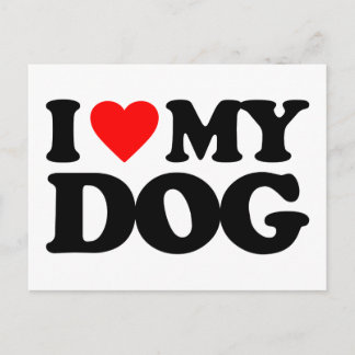 I LOVE MY DOG POSTCARD