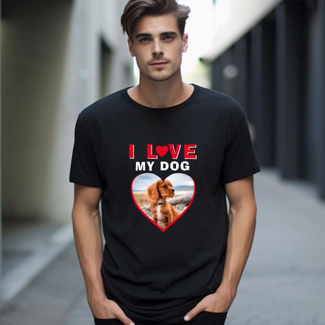 I love my Dog Red Heart Photo Pet Name T-Shirt (Creator Uploaded)