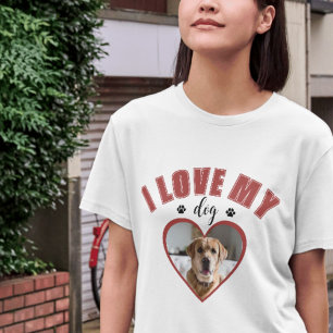 I Love My Dog Red Personalised Dog Lover Photo T-Shirt